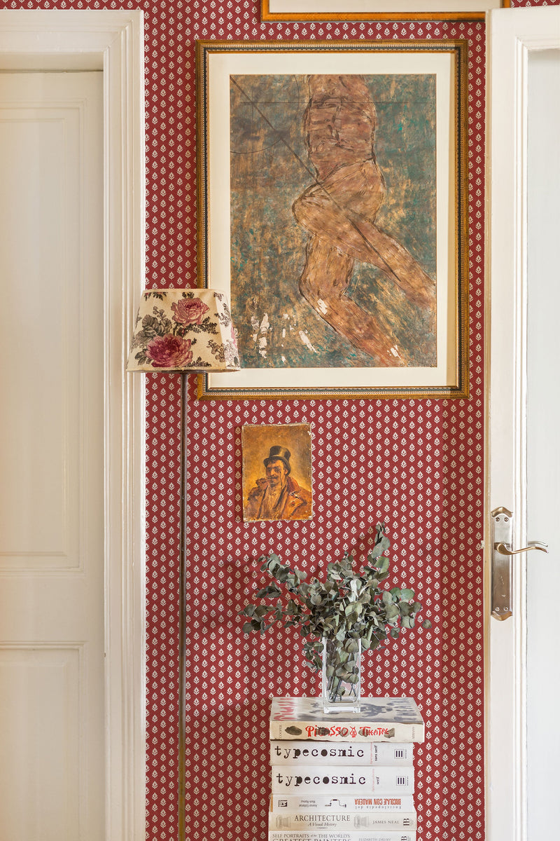 Clover Vermillion Victorian Wallpaper by Coordonné