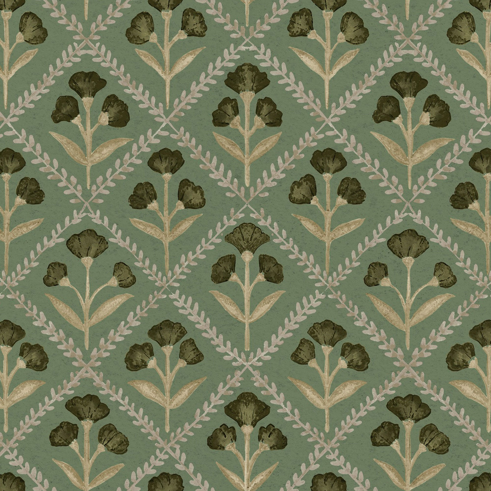 Poppy Emerald Victorian Wallpaper by Coordonné
