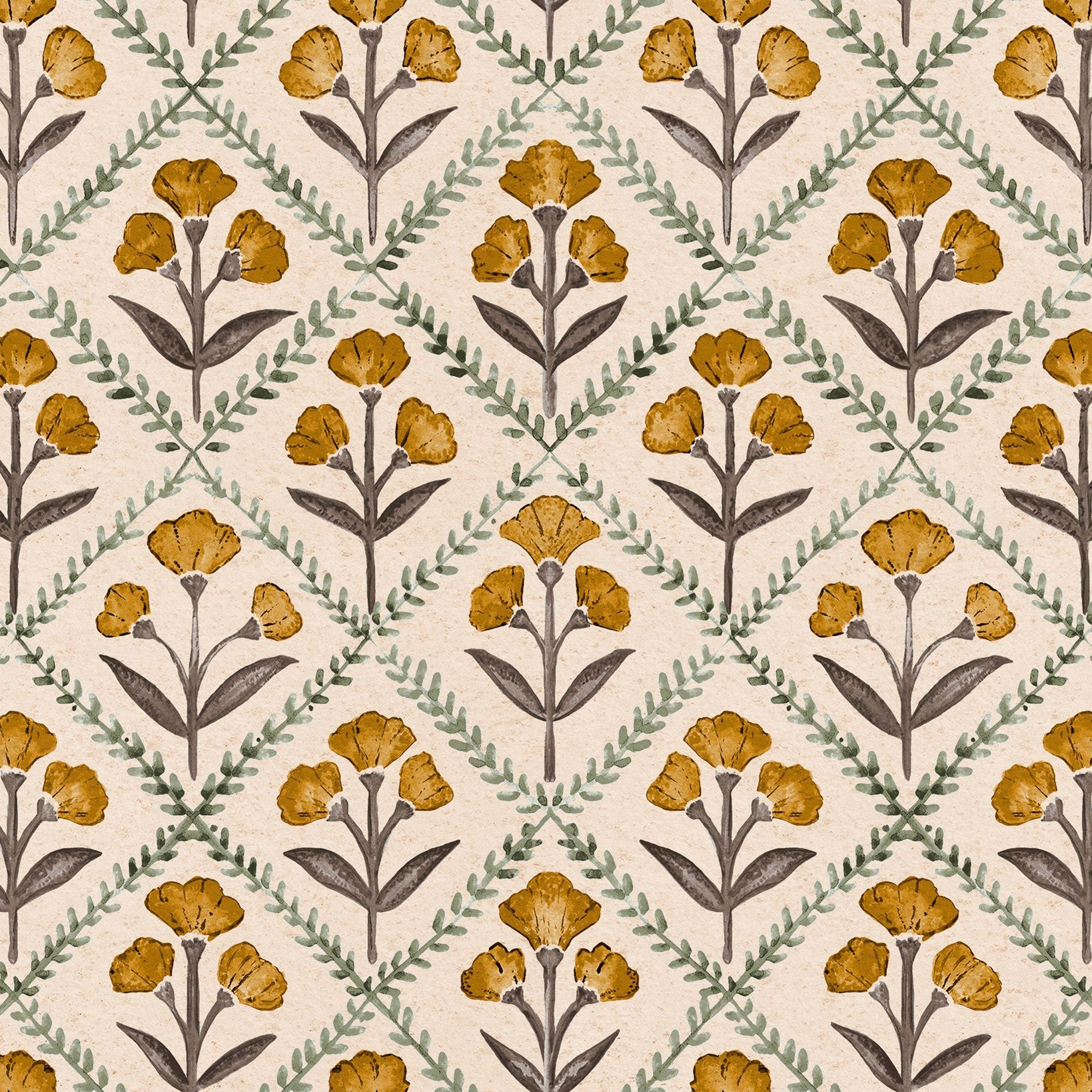 Poppy Curry Victorian Wallpaper by Coordonné