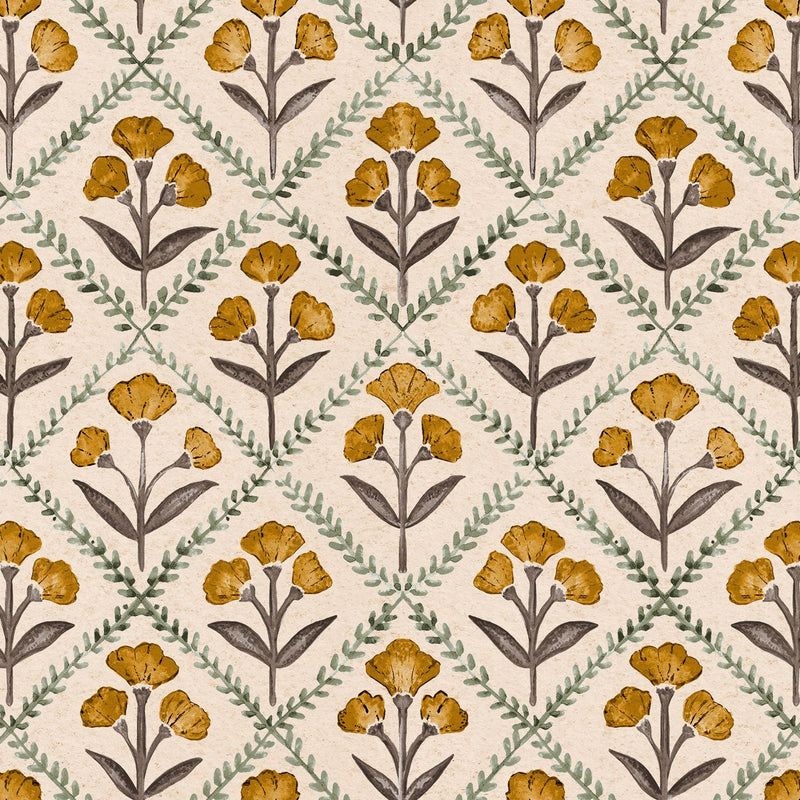 Poppy Curry Victorian Wallpaper by Coordonné