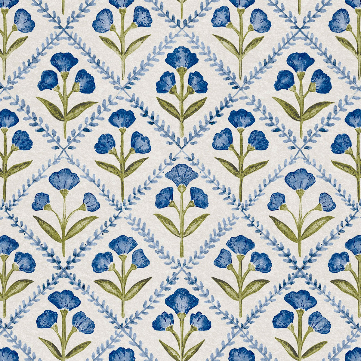 Poppy Blue Victorian Wallpaper by Coordonné