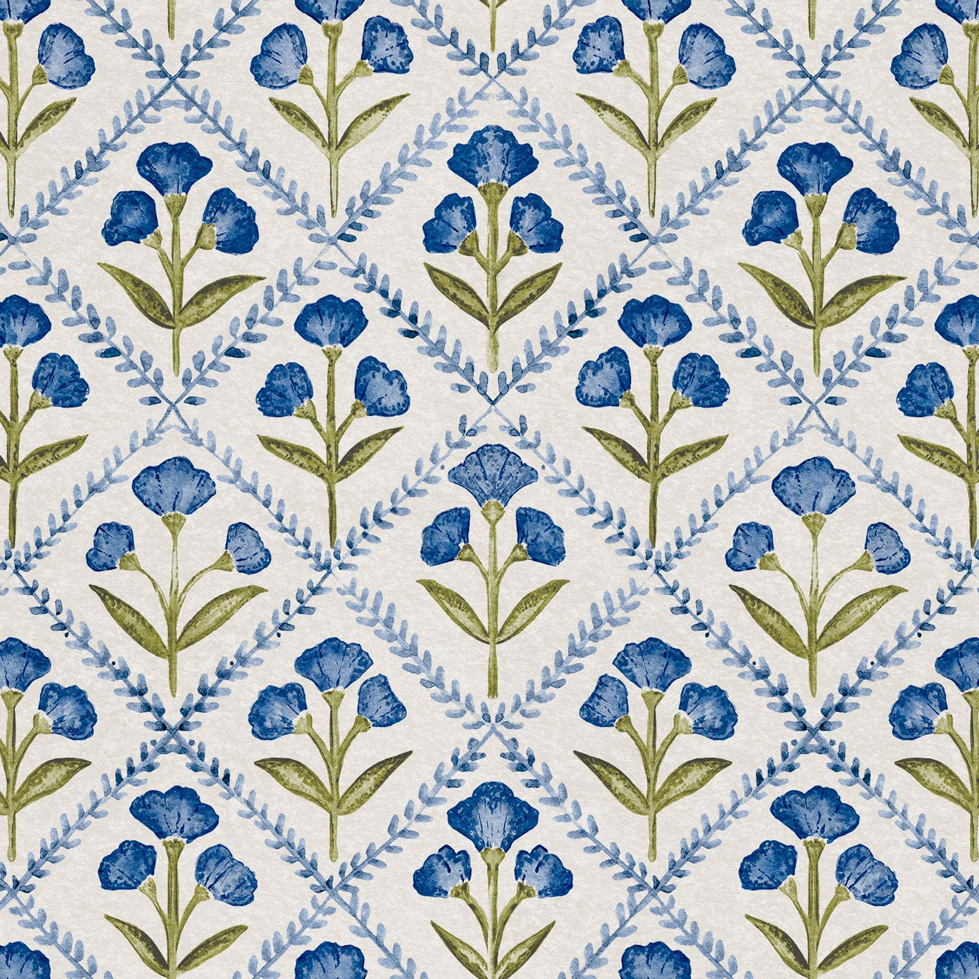 Poppy Blue Victorian Wallpaper by Coordonné