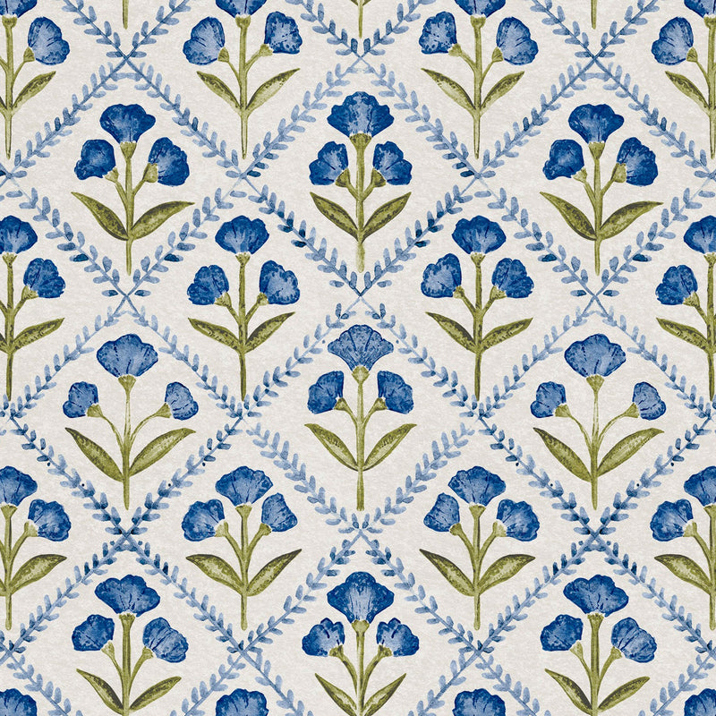 Poppy Blue Victorian Wallpaper by Coordonné