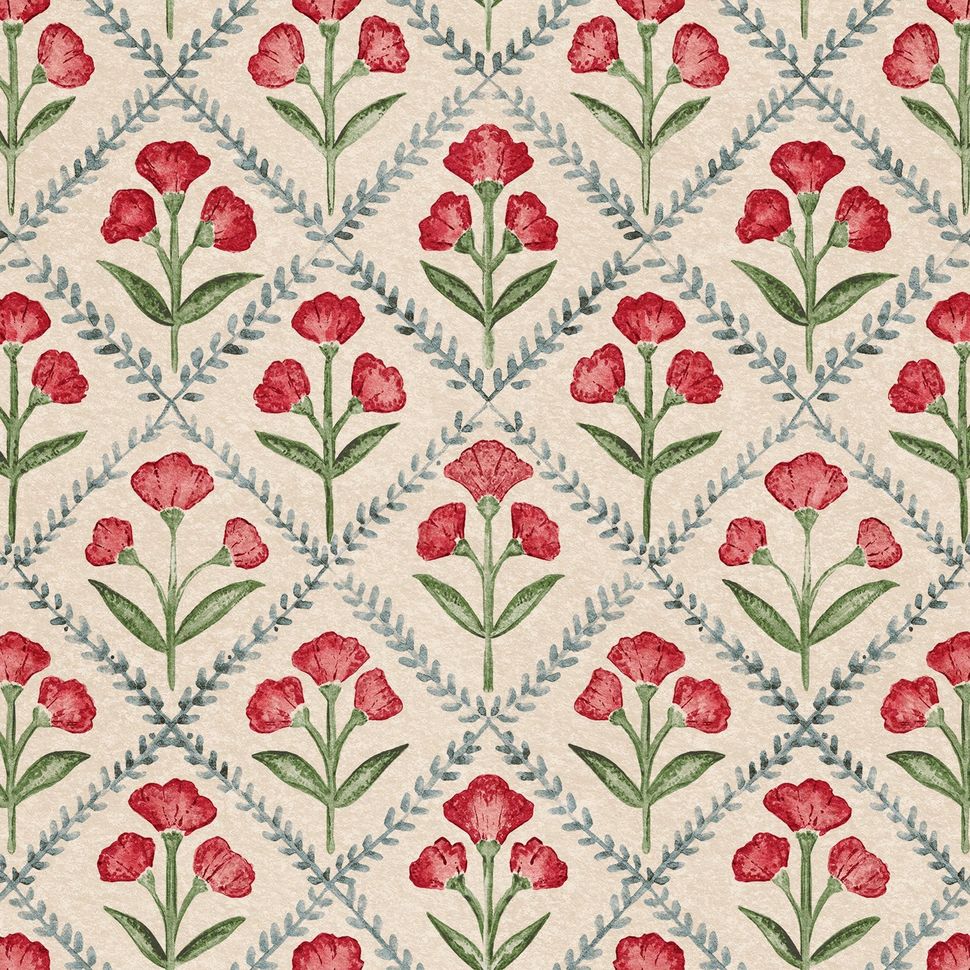 Poppy Red Victorian Wallpaper by Coordonné