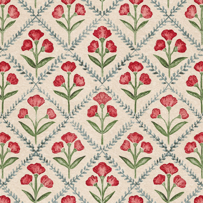 Poppy Red Victorian Wallpaper by Coordonné