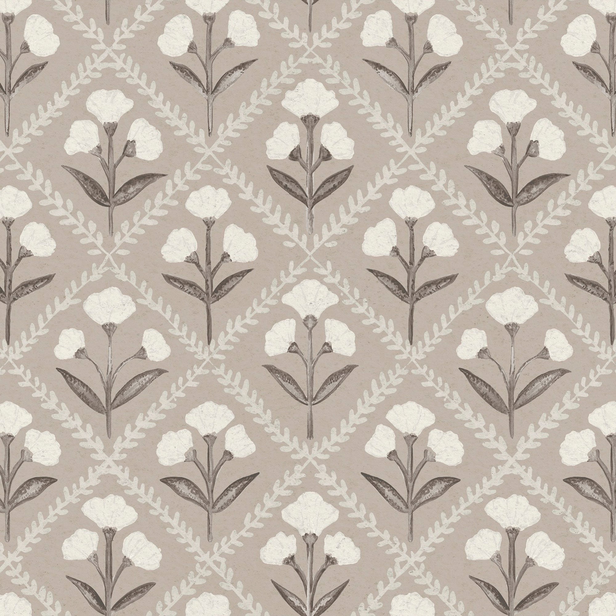 Poppy Taupe Victorian Wallpaper by Coordonné