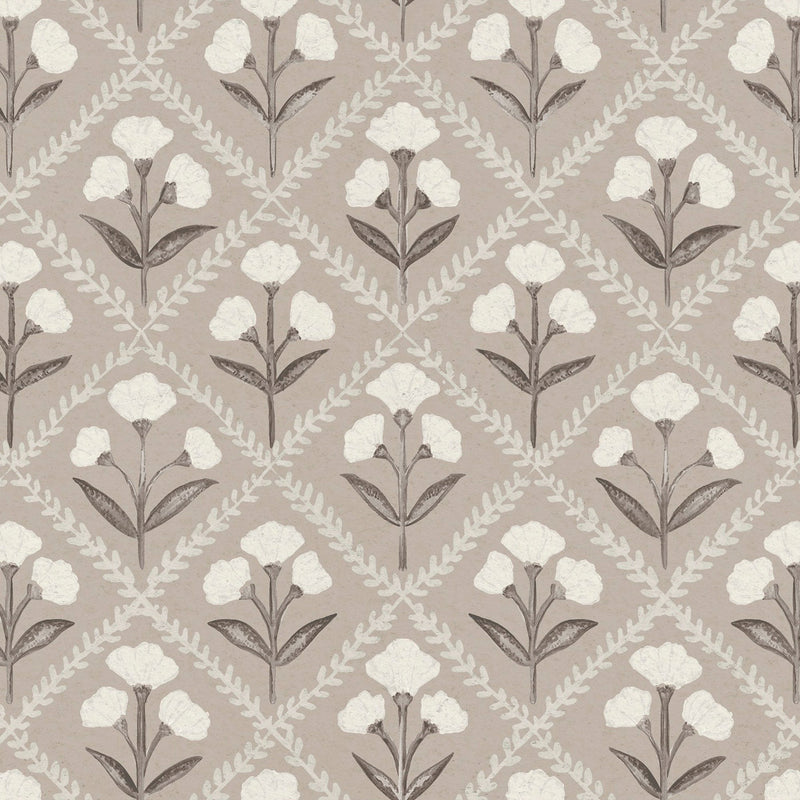 Poppy Taupe Victorian Wallpaper by Coordonné
