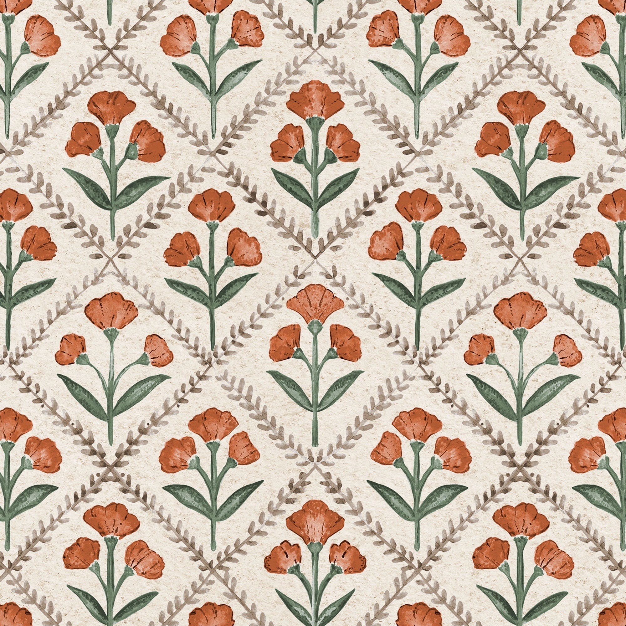 Poppy Clay Victorian Wallpaper by Coordonné