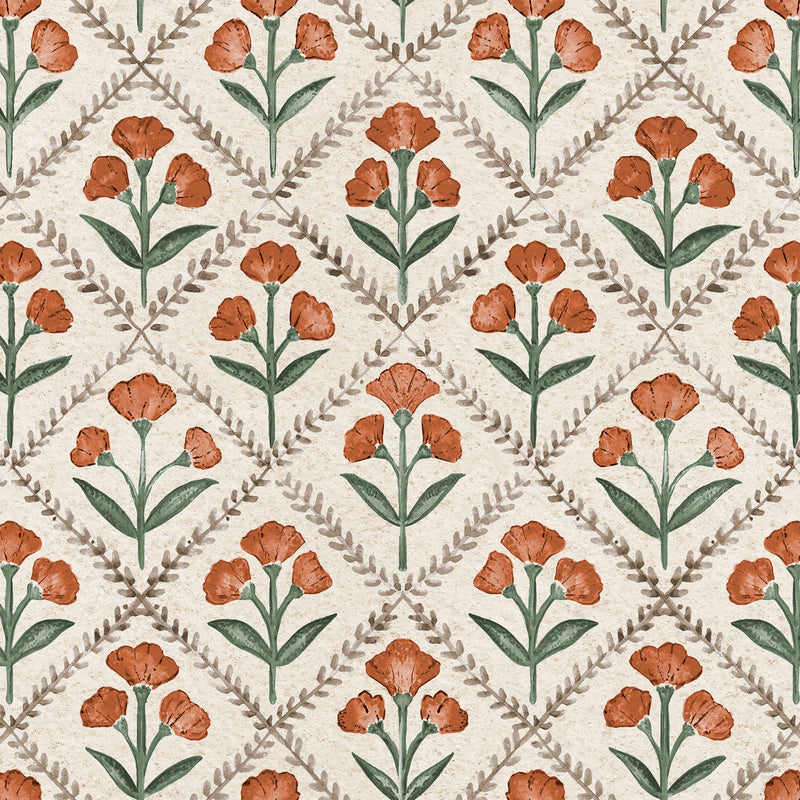 Poppy Clay Victorian Wallpaper by Coordonné