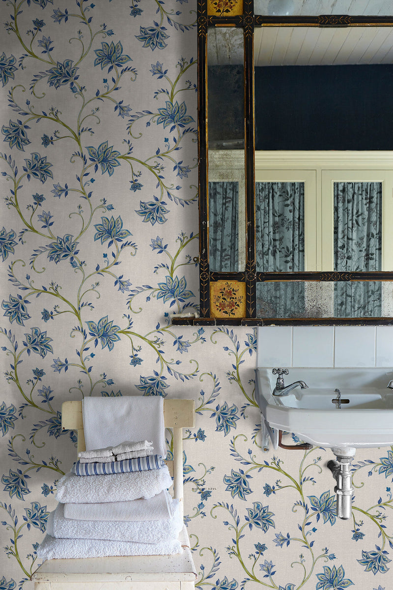 Lily Blue Victorian Wallpaper by Coordonné