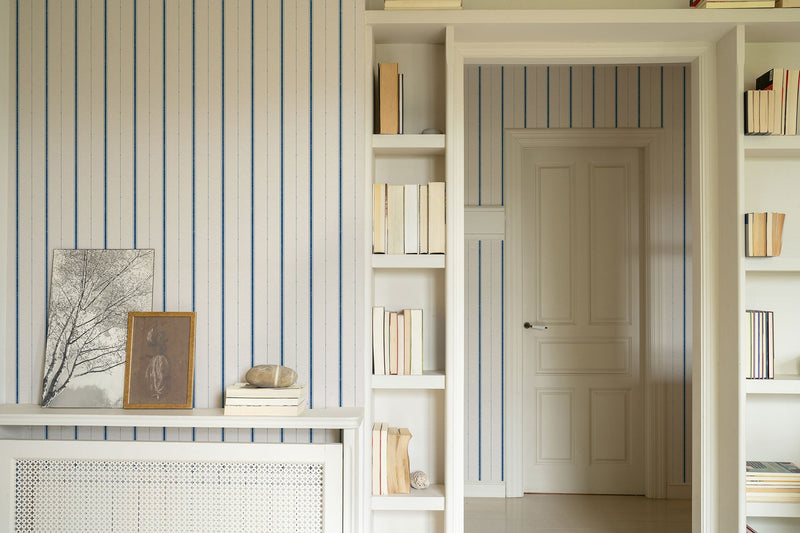 Lineal Blue Victorian Wallpaper by Coordonné