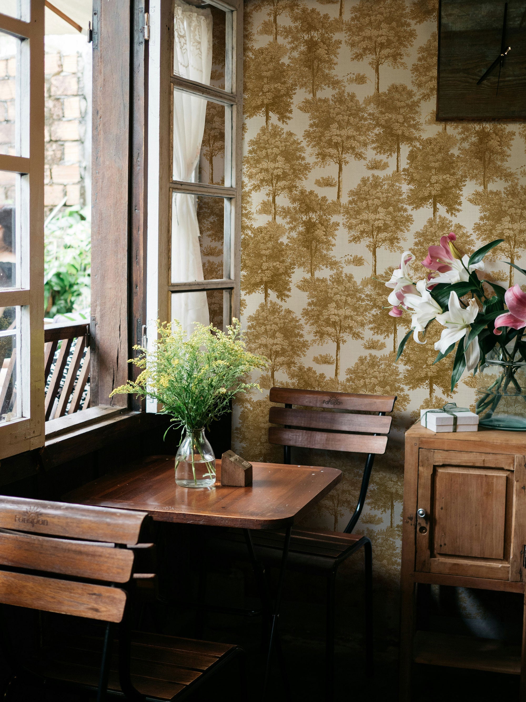 Chestnut Tree Curry Victorian Wallpaper by Coordonné