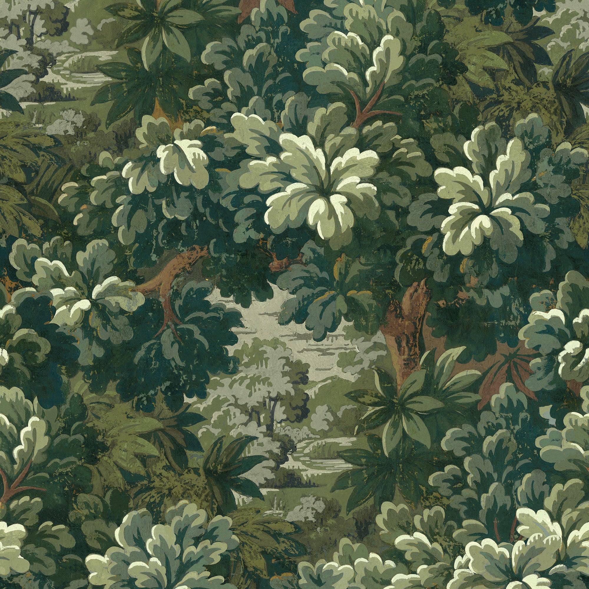 Verdure 16th Green Victorian Wallpaper by Coordonné