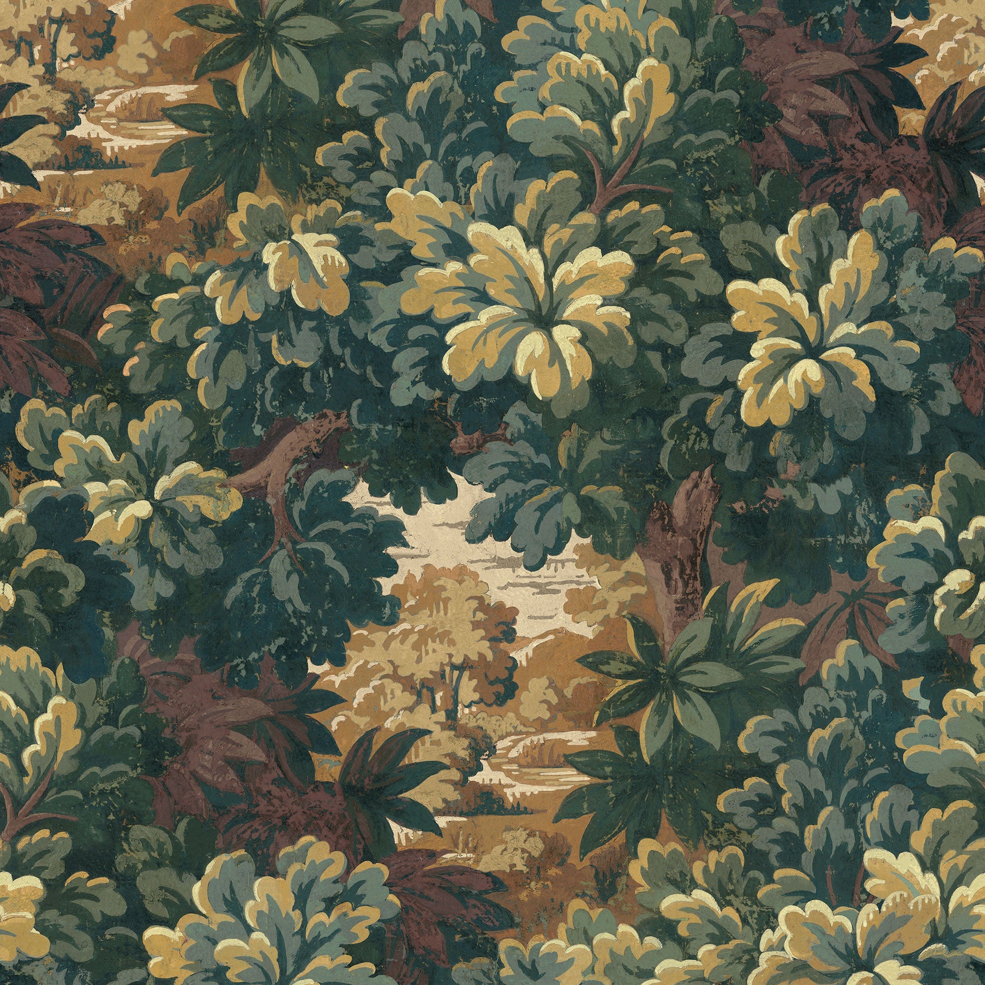 Verdure 16th Curry Victorian Wallpaper by Coordonné
