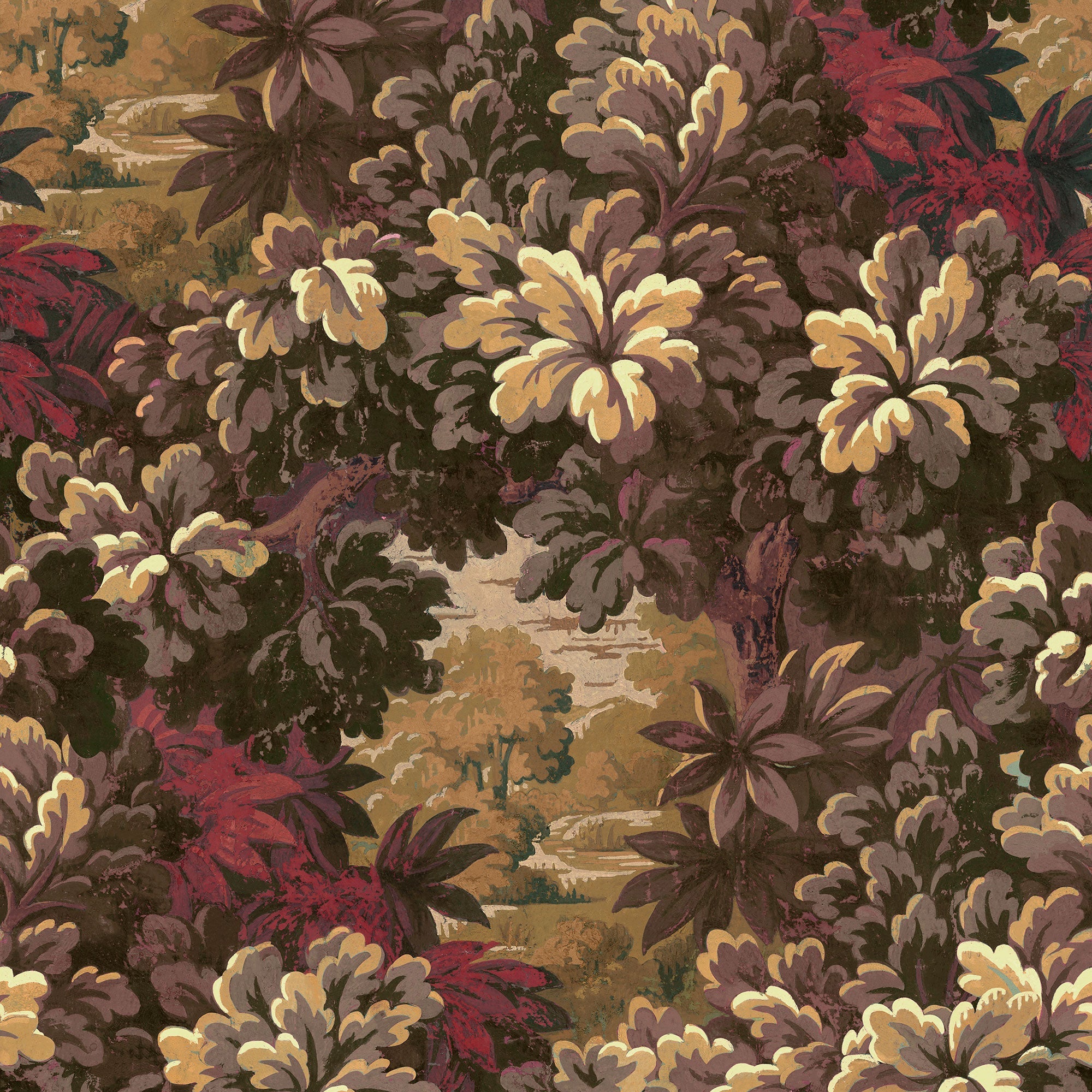 Verdure 16th Vermillion Victorian Wallpaper by Coordonné