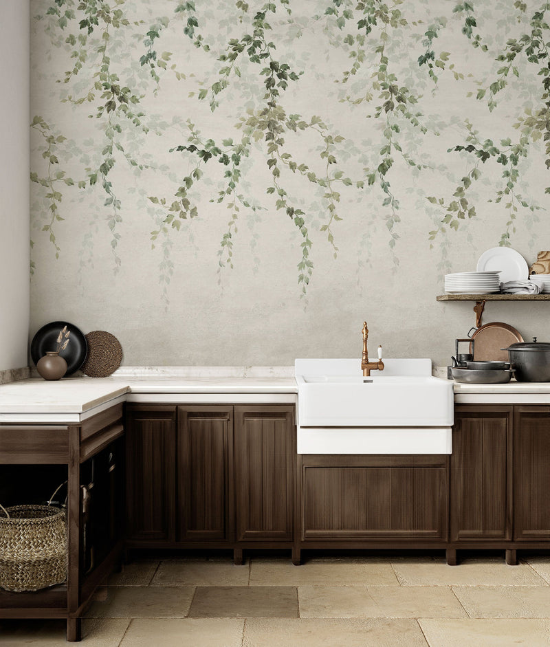 Vine Shadow Green Victorian Mural by Coordonné (400x280cm)