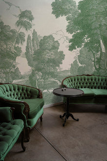 Engraving Green Victorian Mural by Coordonné (400x280cm)