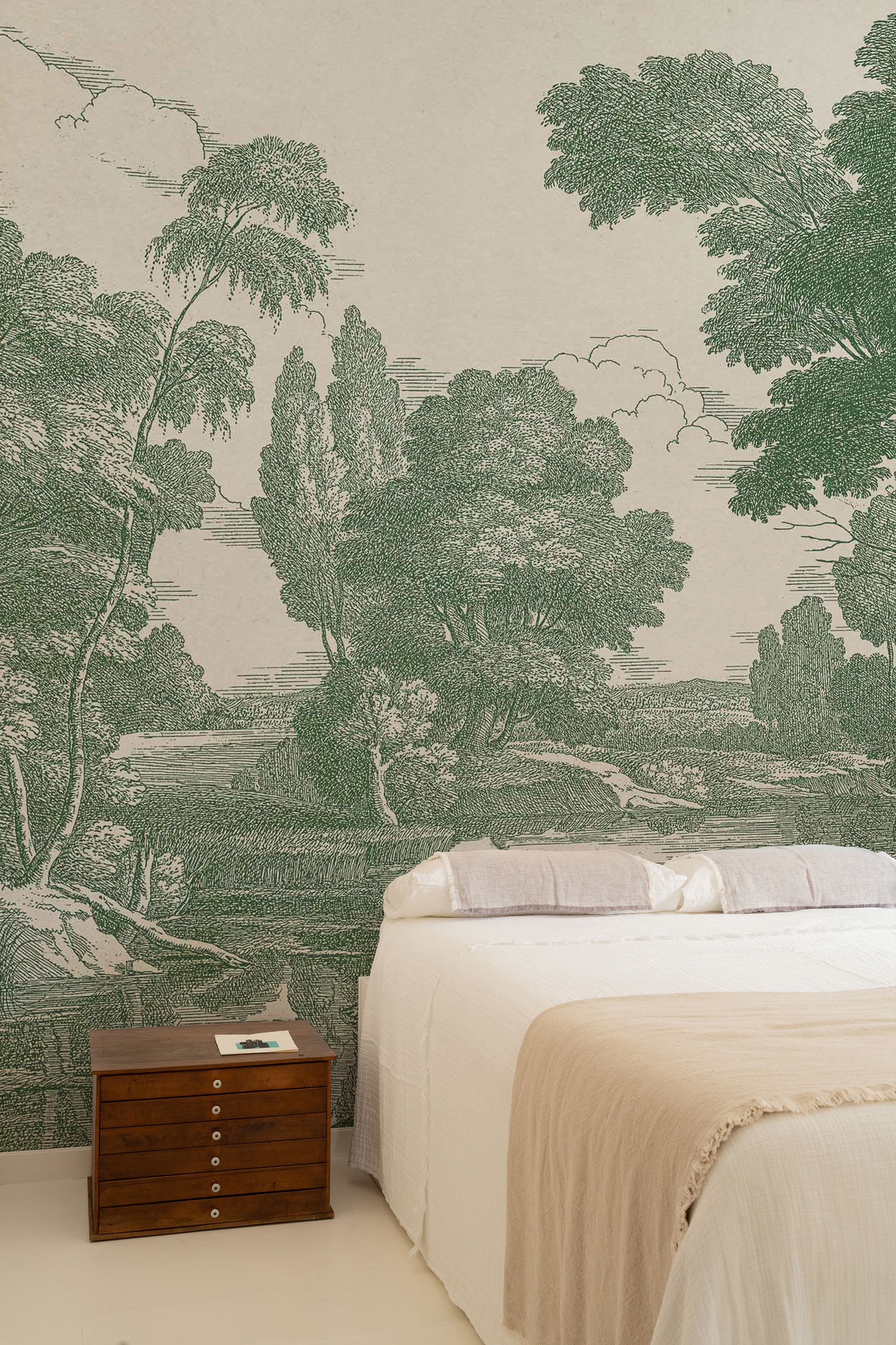 Engraving Green Victorian Mural by Coordonné (400x280cm)