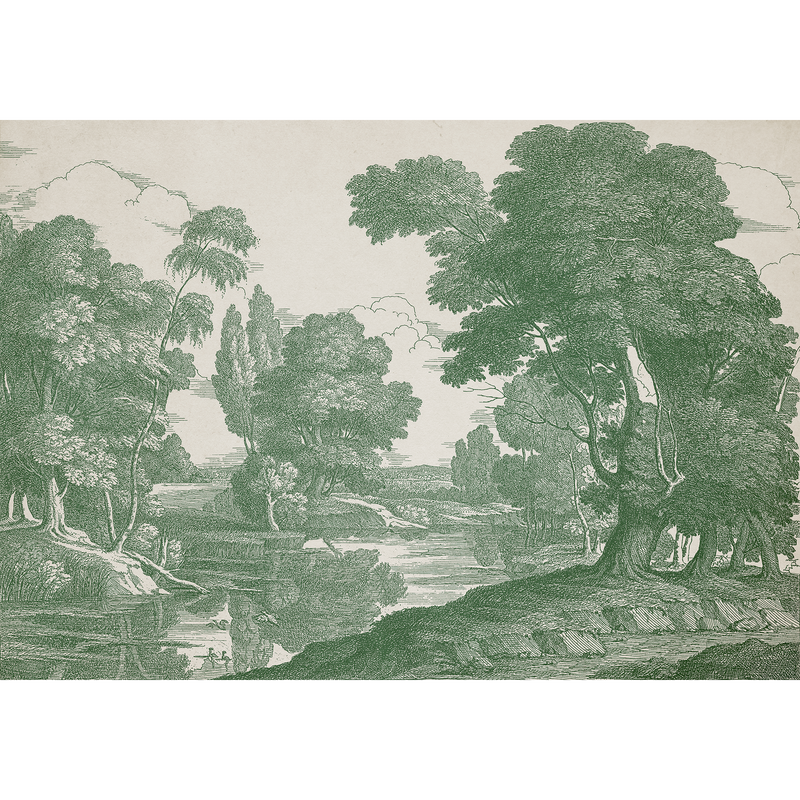 Engraving Green Victorian Mural by Coordonné (400x280cm)