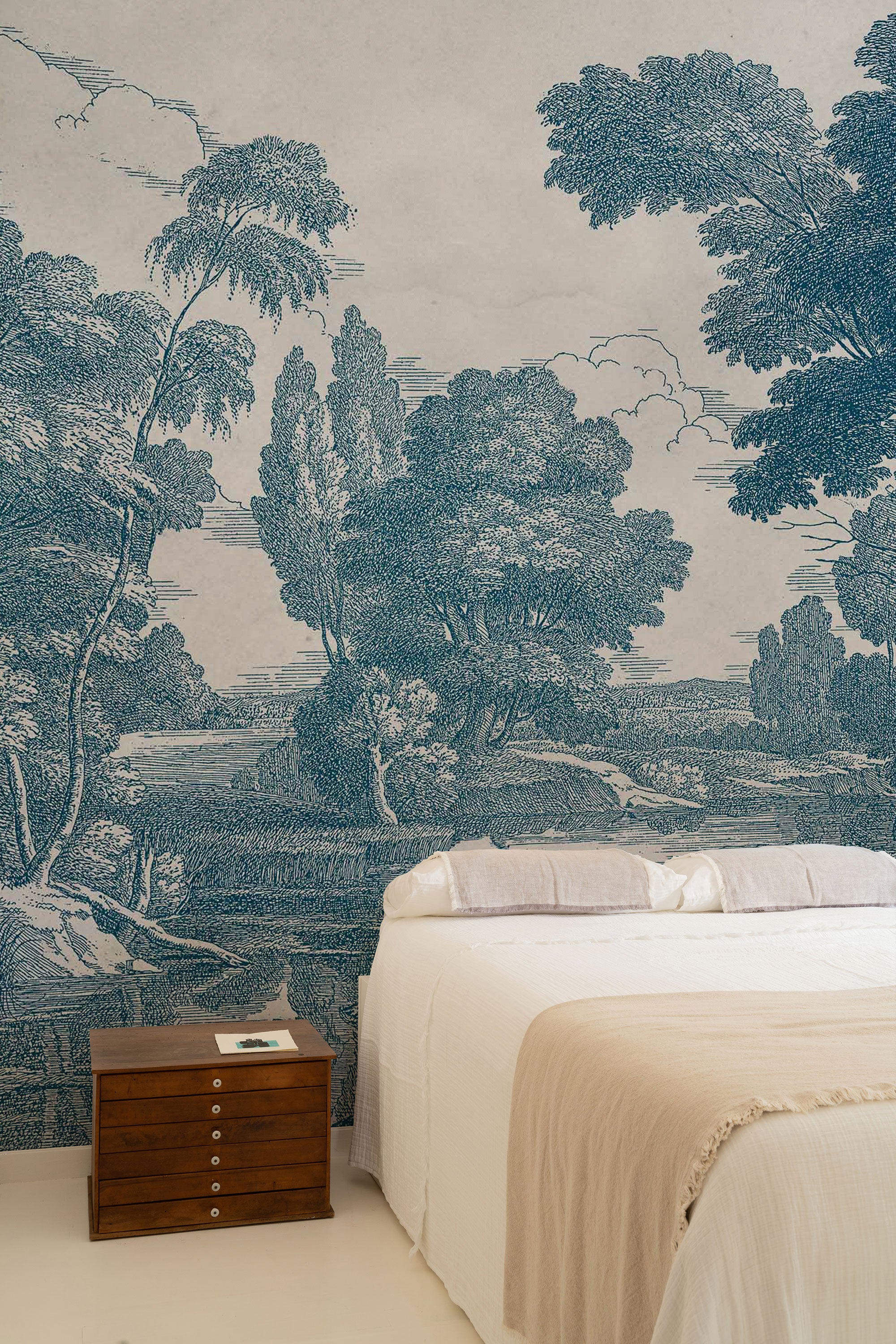Engraving Blue Victorian Mural by Coordonné (400x280cm)
