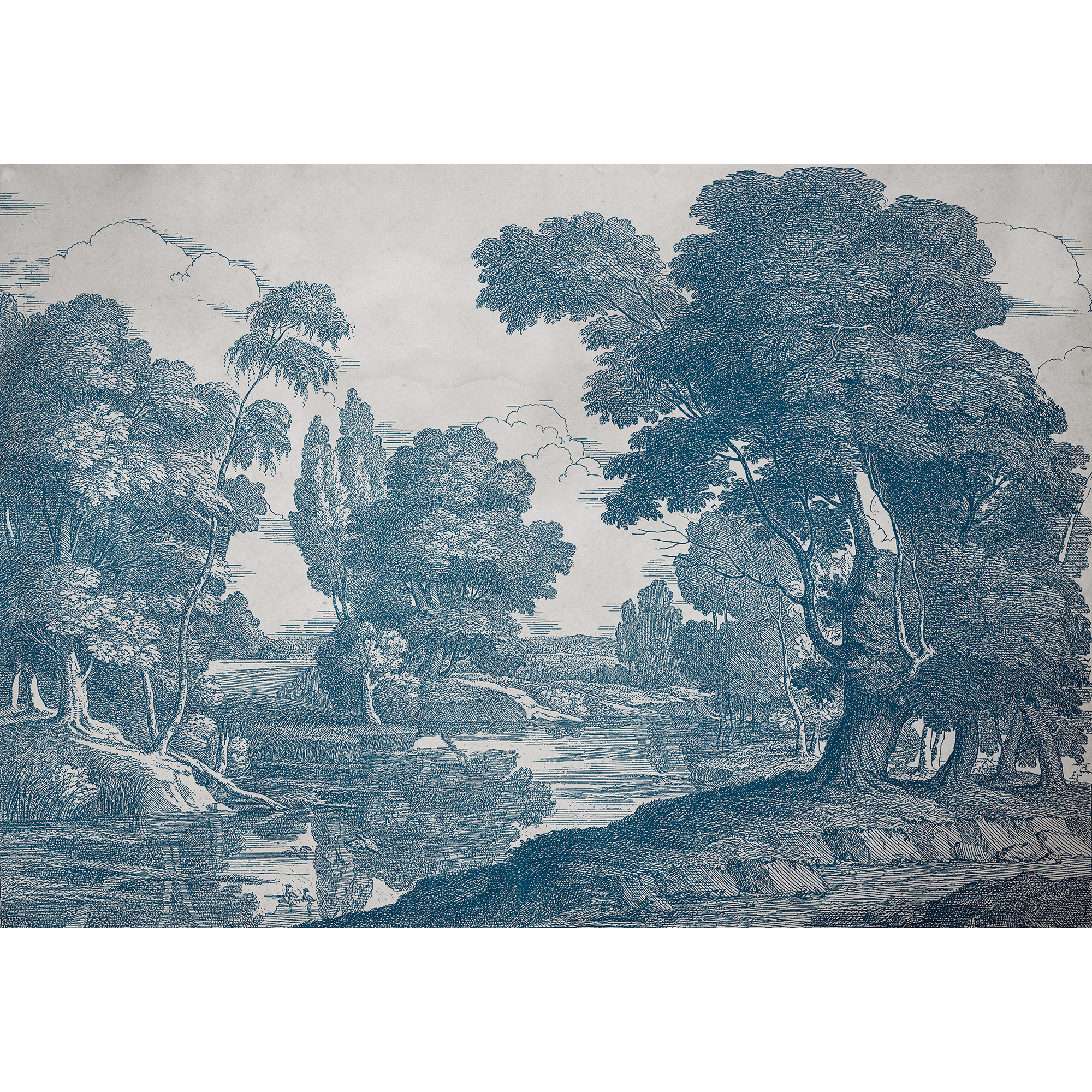 Engraving Blue Victorian Mural by Coordonné (400x280cm)