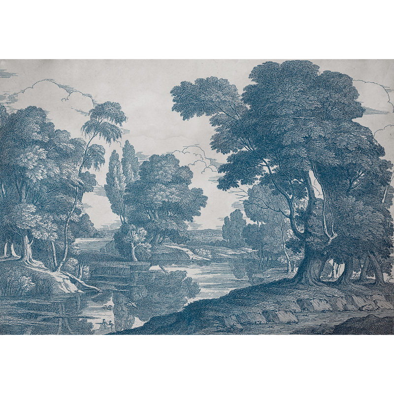 Engraving Blue Victorian Mural by Coordonné (400x280cm)