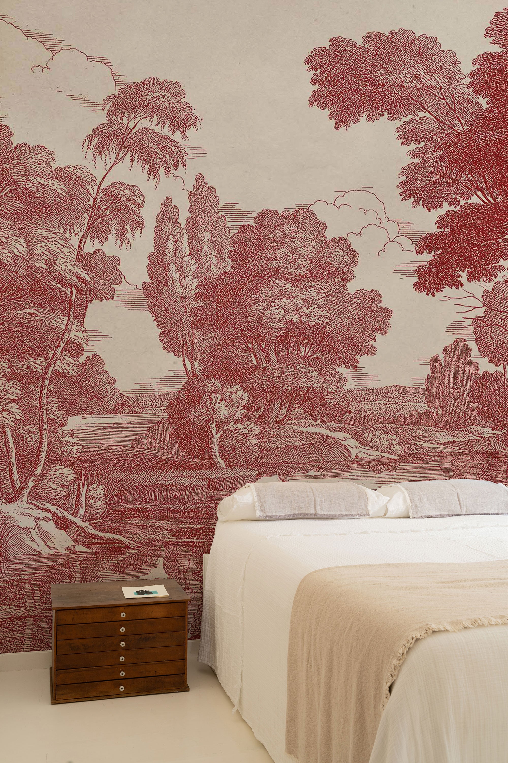 Engraving Red Victorian Mural by Coordonné (400x280cm)