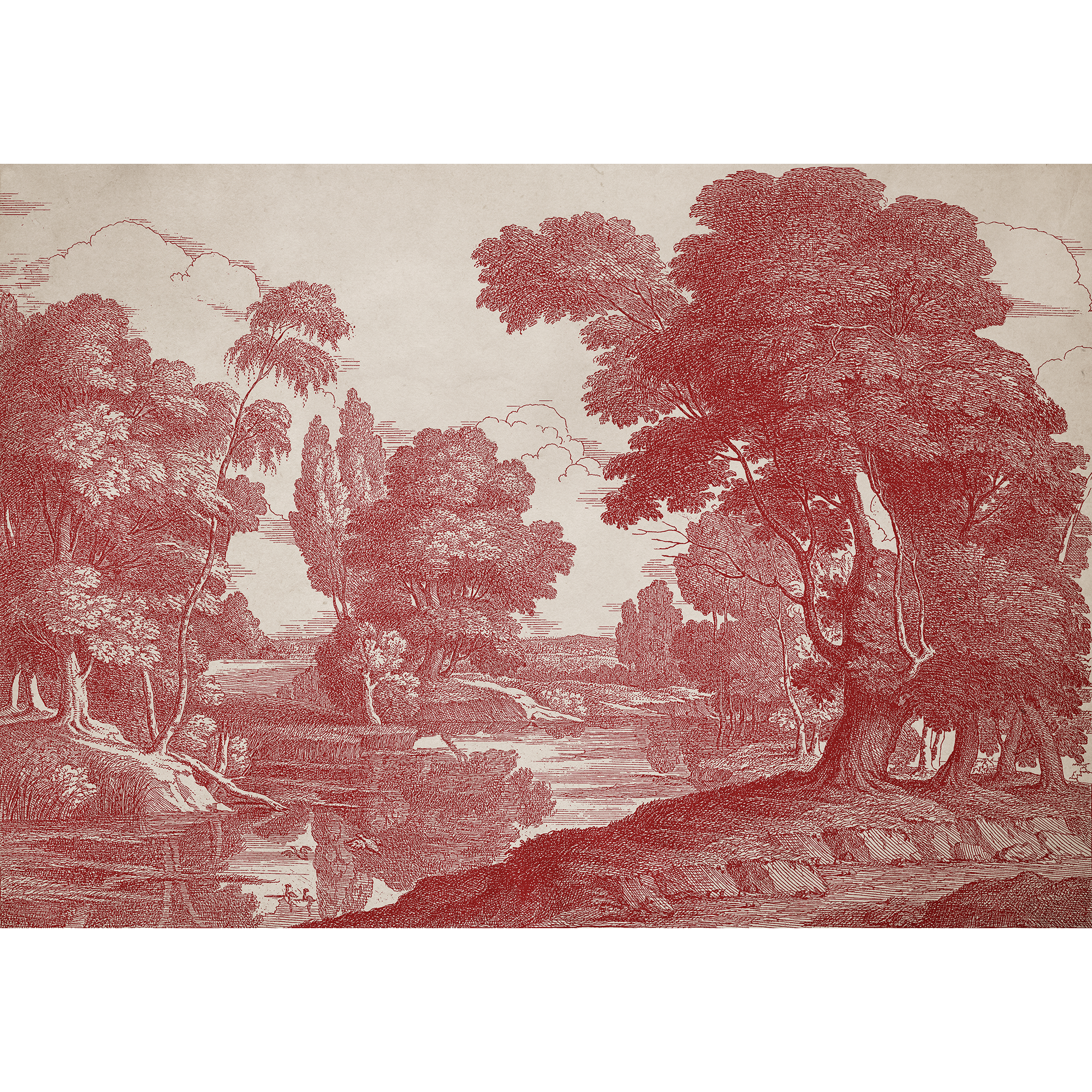 Engraving Red Victorian Mural by Coordonné (400x280cm)