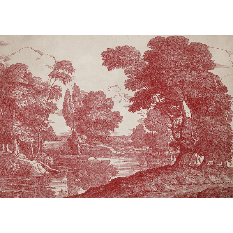 Engraving Red Victorian Mural by Coordonné (400x280cm)