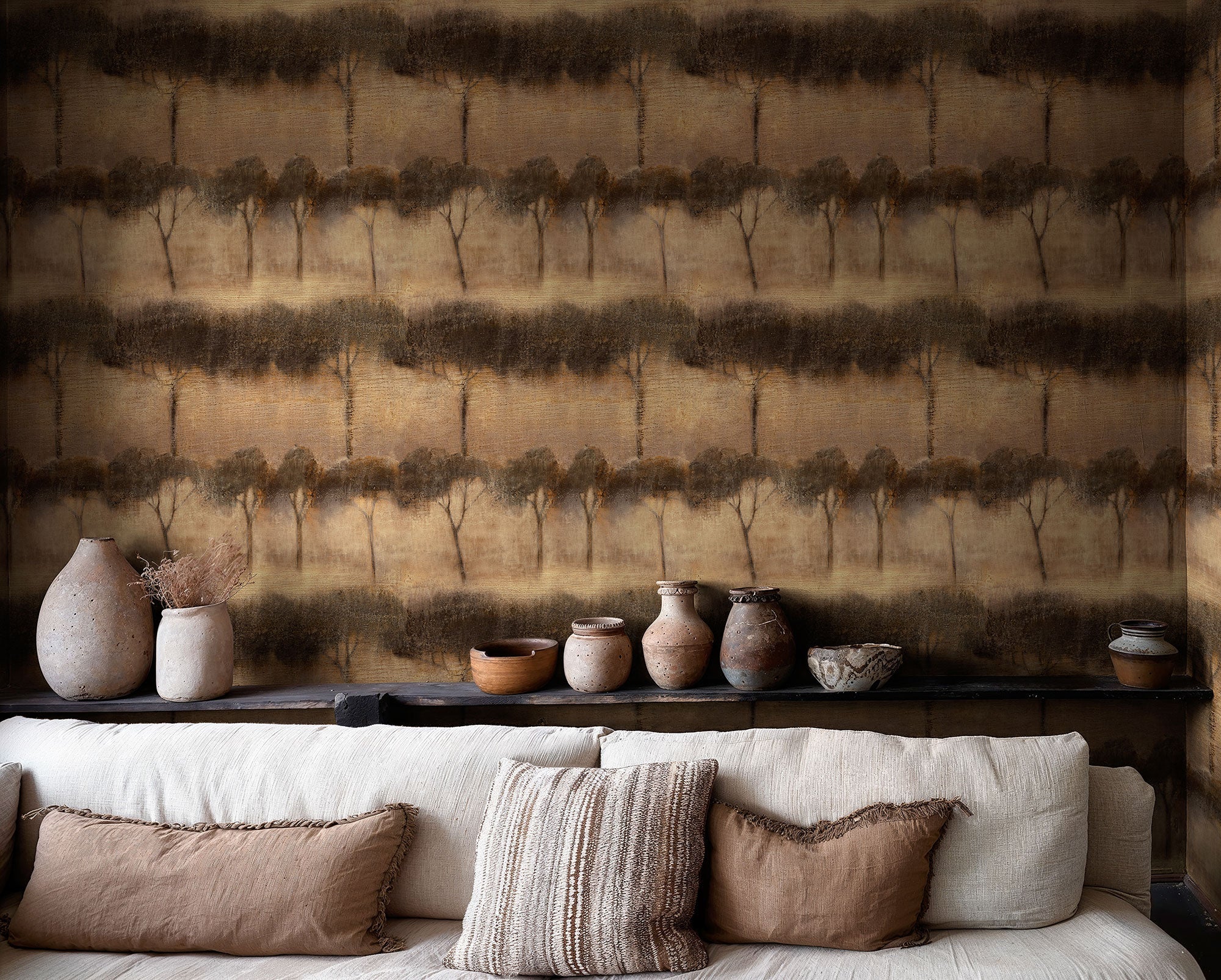 Ourika Trees Sienna Berber Wallpaper by Coordonné