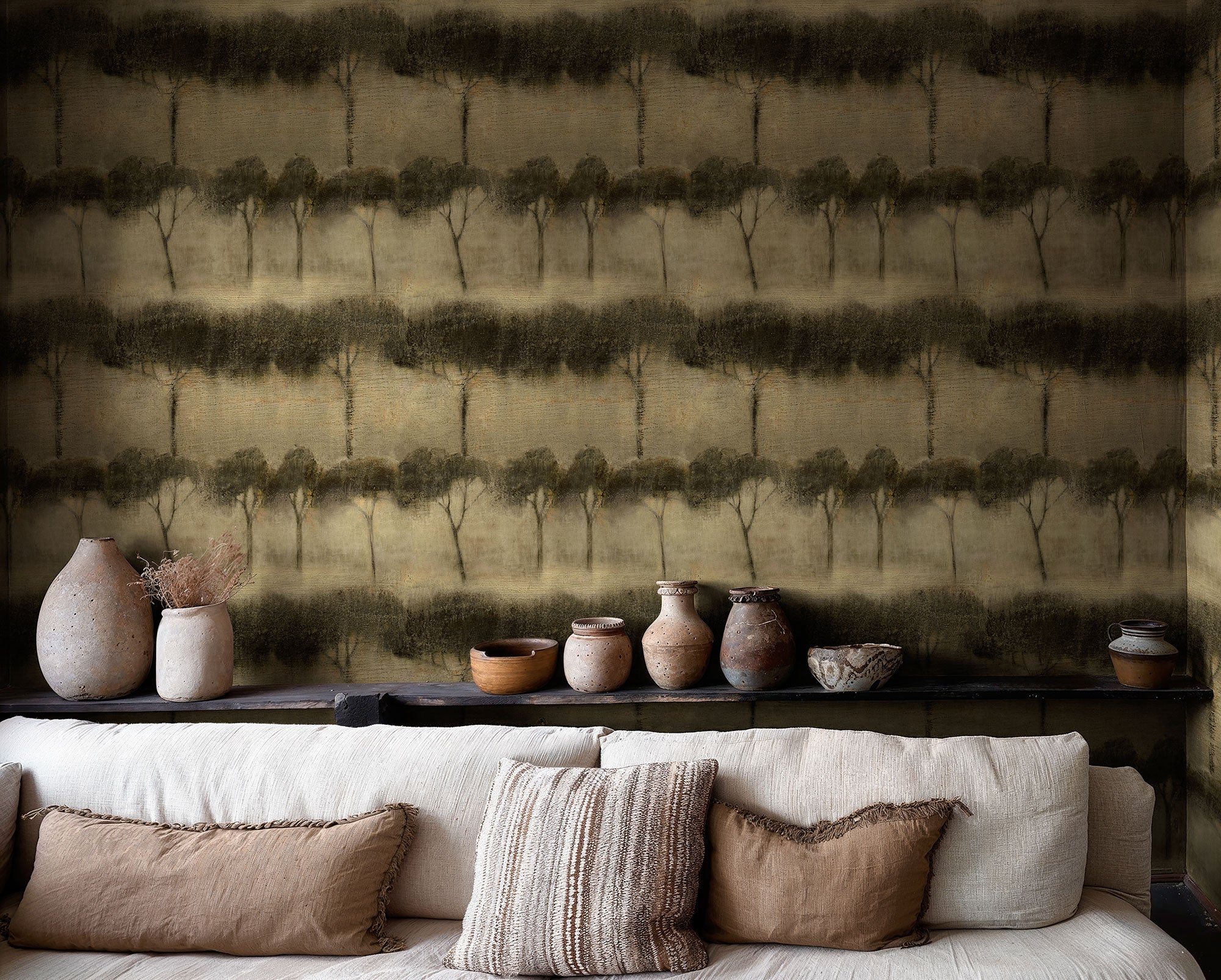 Ourika Trees Pistachio Berber Wallpaper by Coordonné