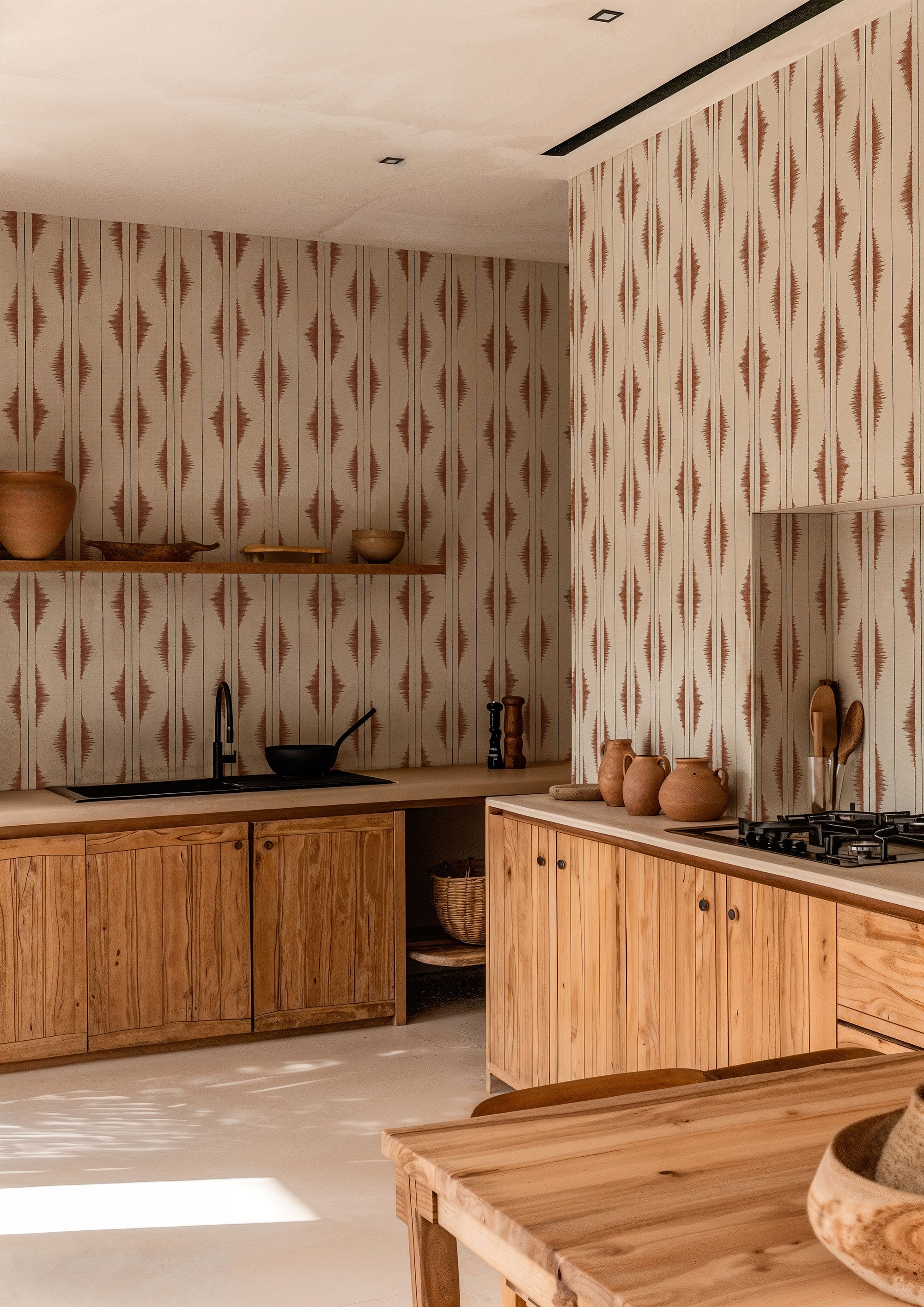 Azilal embroidery Clay Berber Wallpaper by Coordonné
