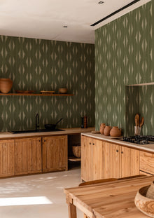 Azilal embroidery Pistachio Berber Wallpaper by Coordonné