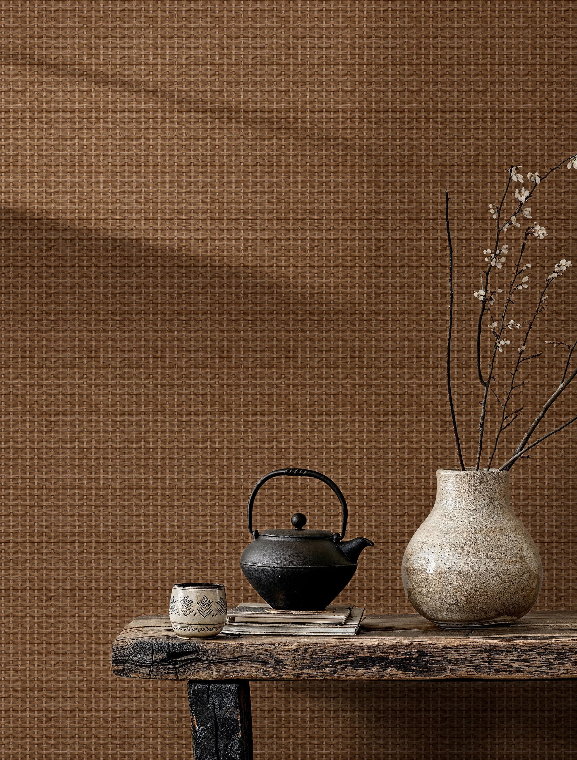 Kuba Raffia Honey Berber Wallpaper by Coordonné
