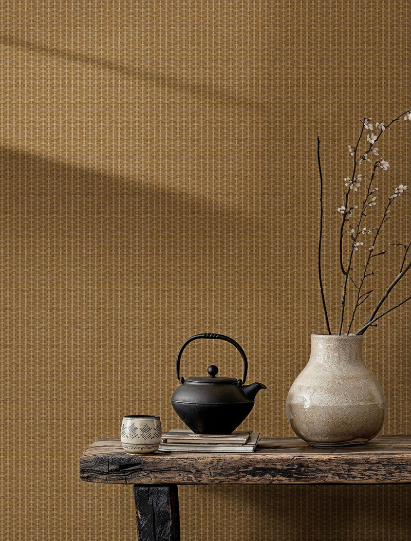 Kuba Raffia Sienna Berber Wallpaper by Coordonné