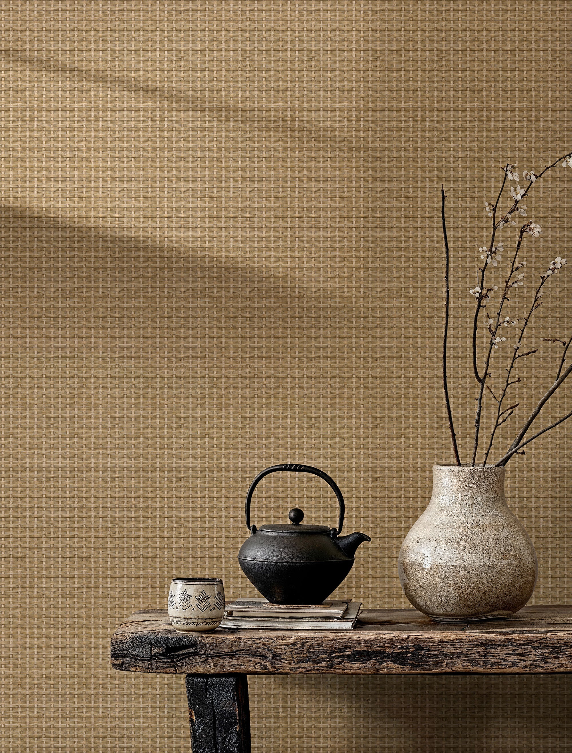 Kuba Raffia Sand Berber Wallpaper by Coordonné