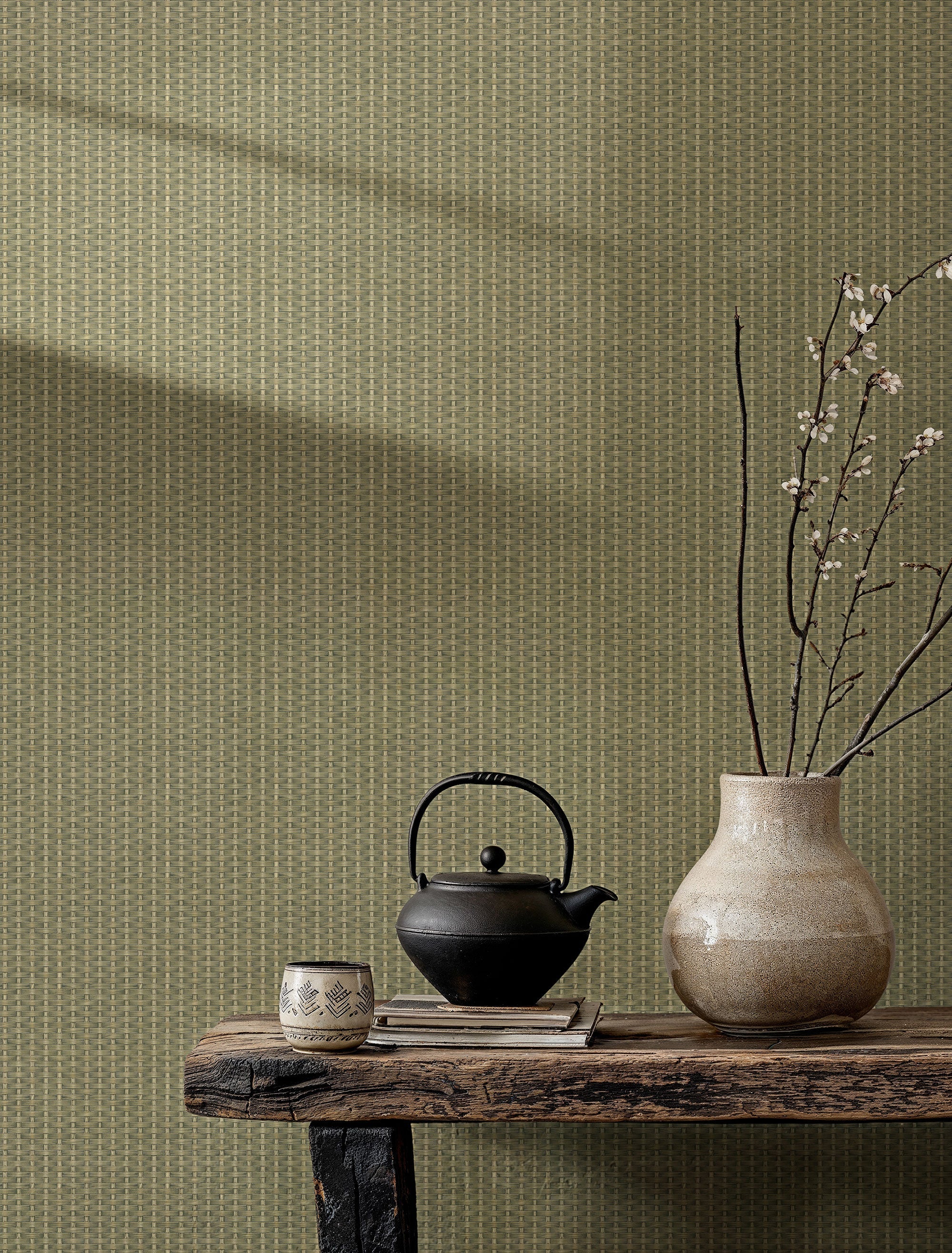 Kuba Raffia Leaves Berber Wallpaper by Coordonné