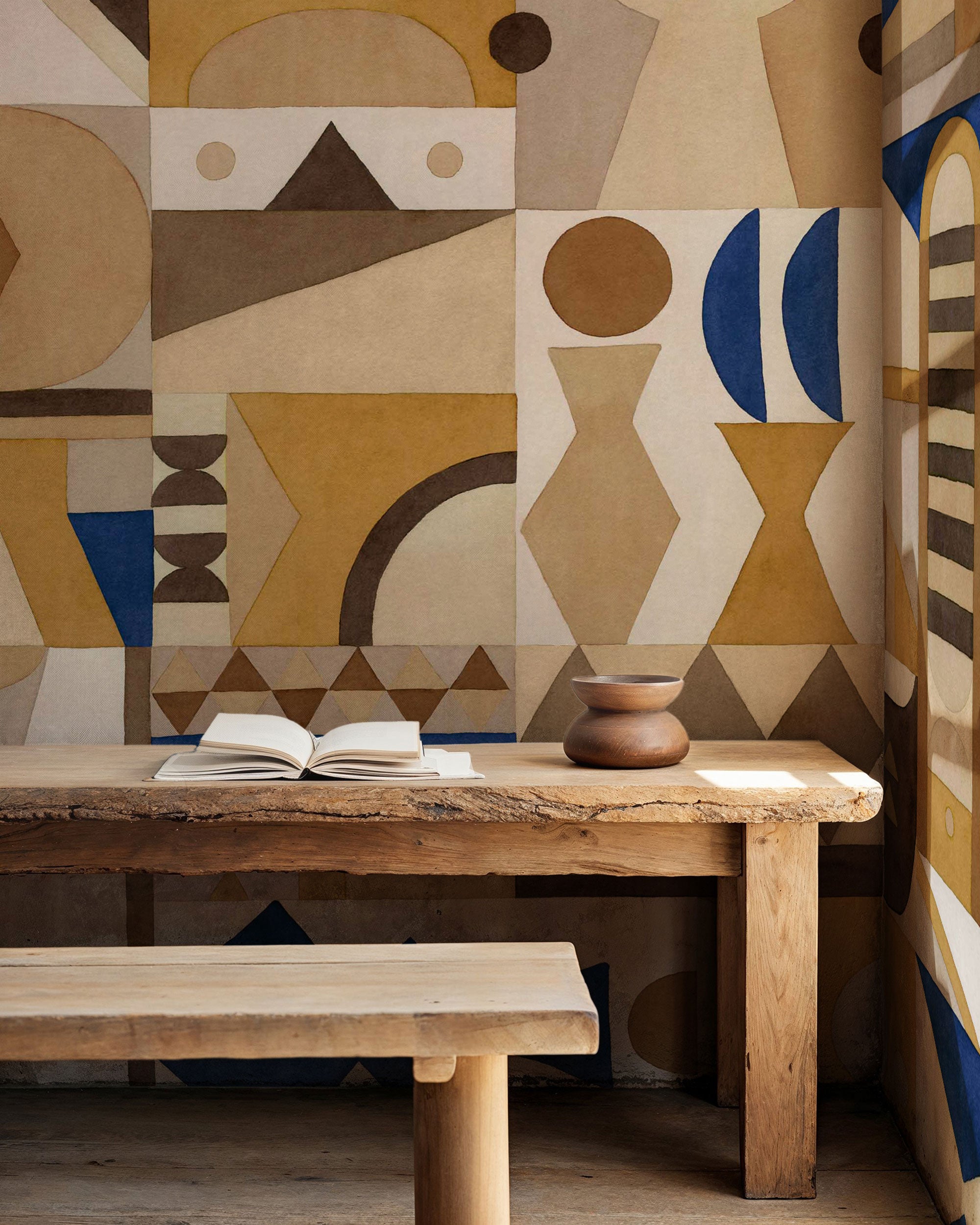 Amasigh Pottery (Uon) Ultramarine Berber Mural by Coordonné 