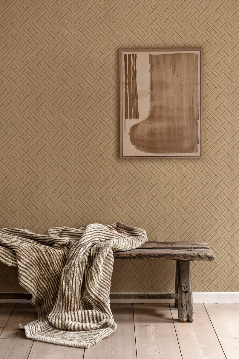 B00501 Interwoven Sand Lattice Wallpaper by Coordonné