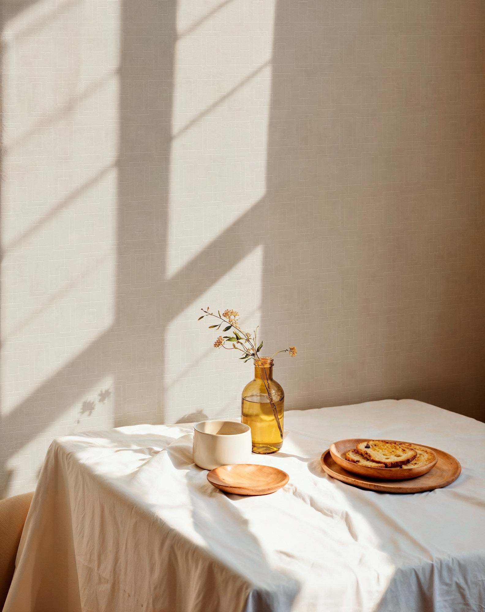 B00508 Fretwork Limestone Lattice Wallpaper by Coordonné