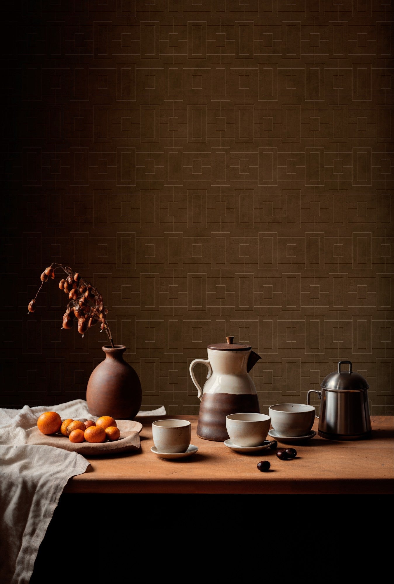 B00509 Fretwork Chocolate Lattice Wallpaper by Coordonné