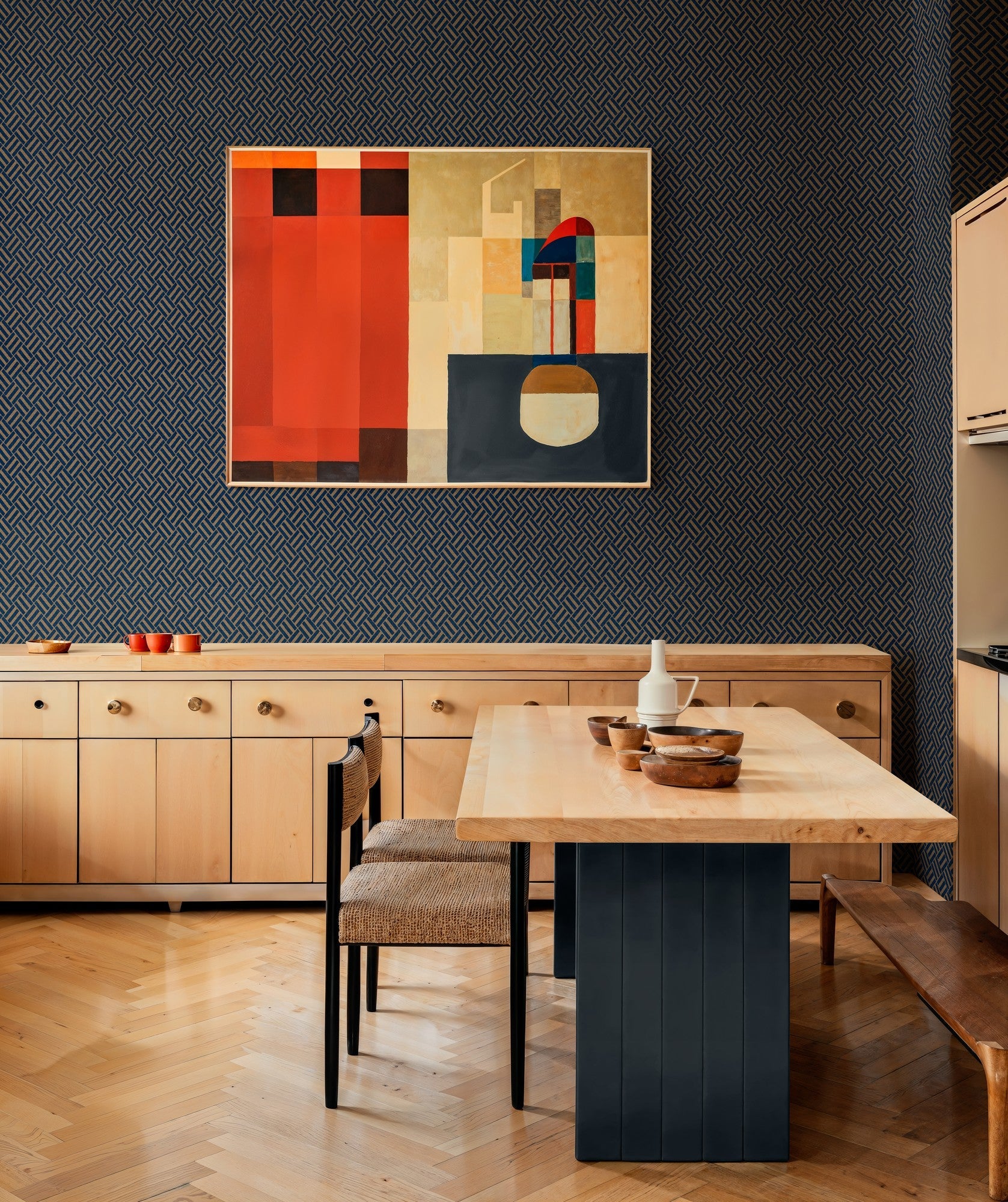 B00519 Crosshatch Ultramarine Lattice Wallpaper by Coordonné