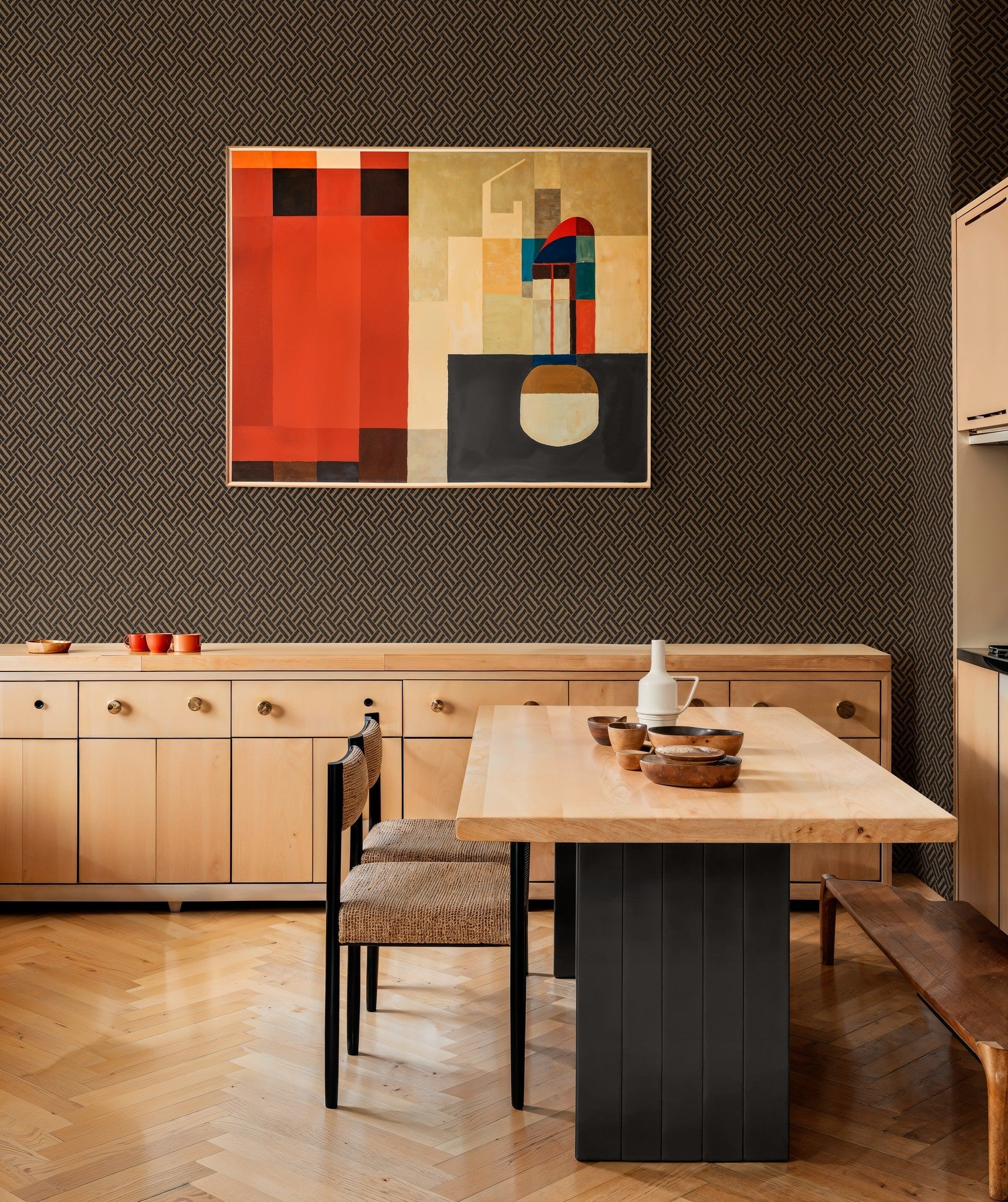 B00523 Crosshatch Slate Lattice Wallpaper by Coordonné