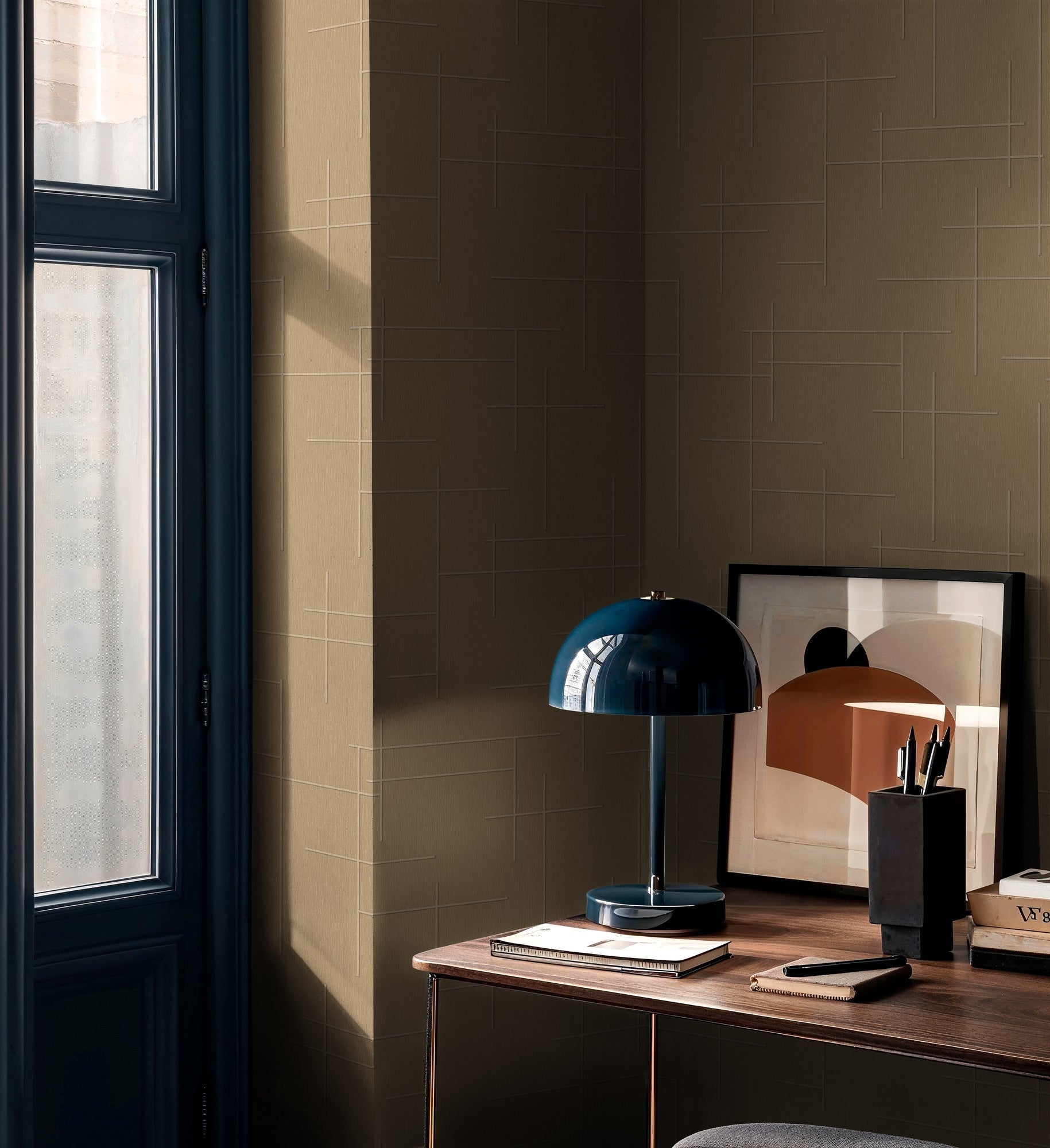 B00525 Monoclinic Sand Lattice Wallpaper by Coordonné