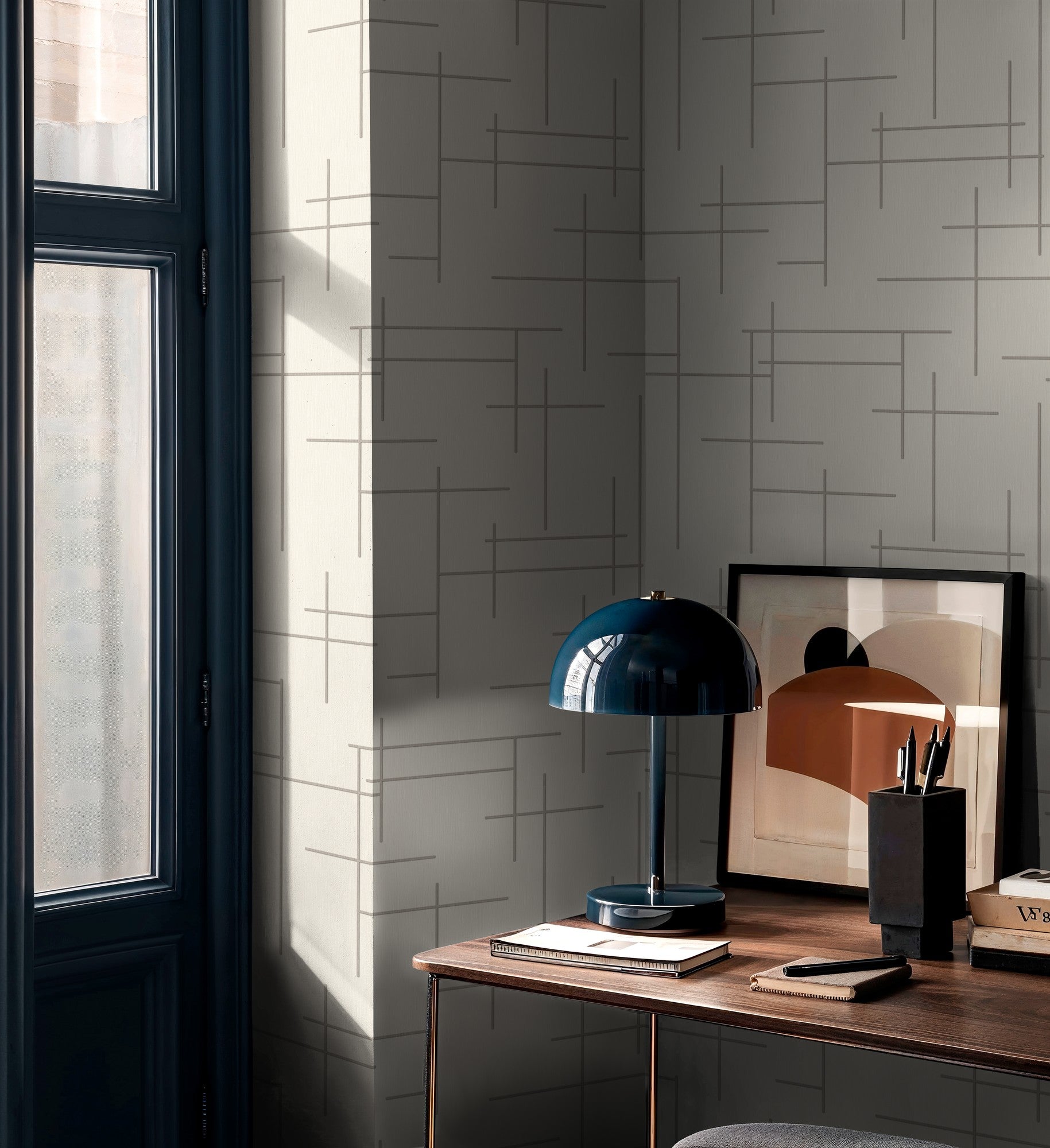 B00527 Monoclinic Cotton Lattice Wallpaper by Coordonné