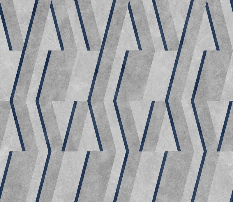 B00530 Parallels Navy Lattice Wallpaper by Coordonné