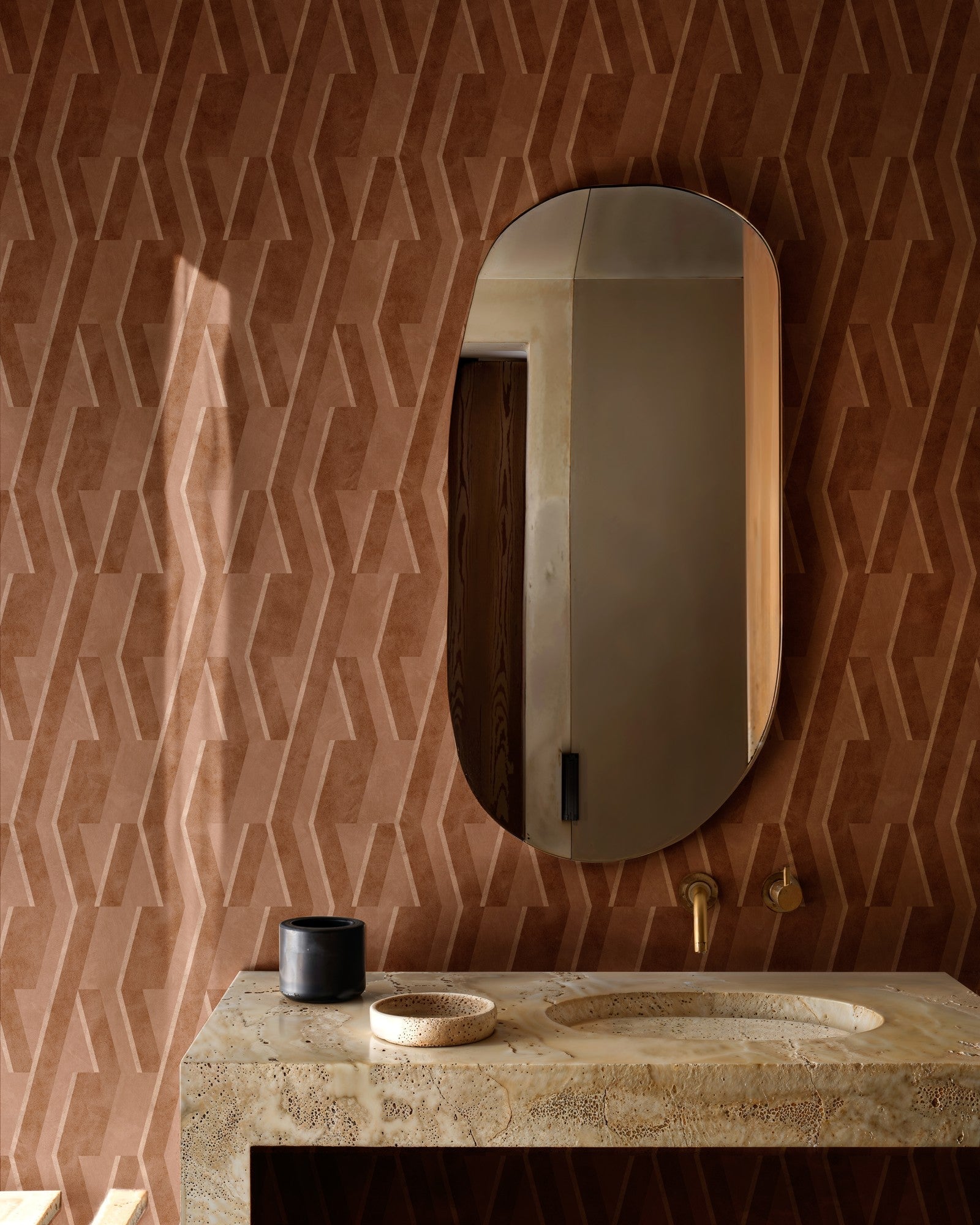 B00533 Parallels Clay Lattice Wallpaper by Coordonné