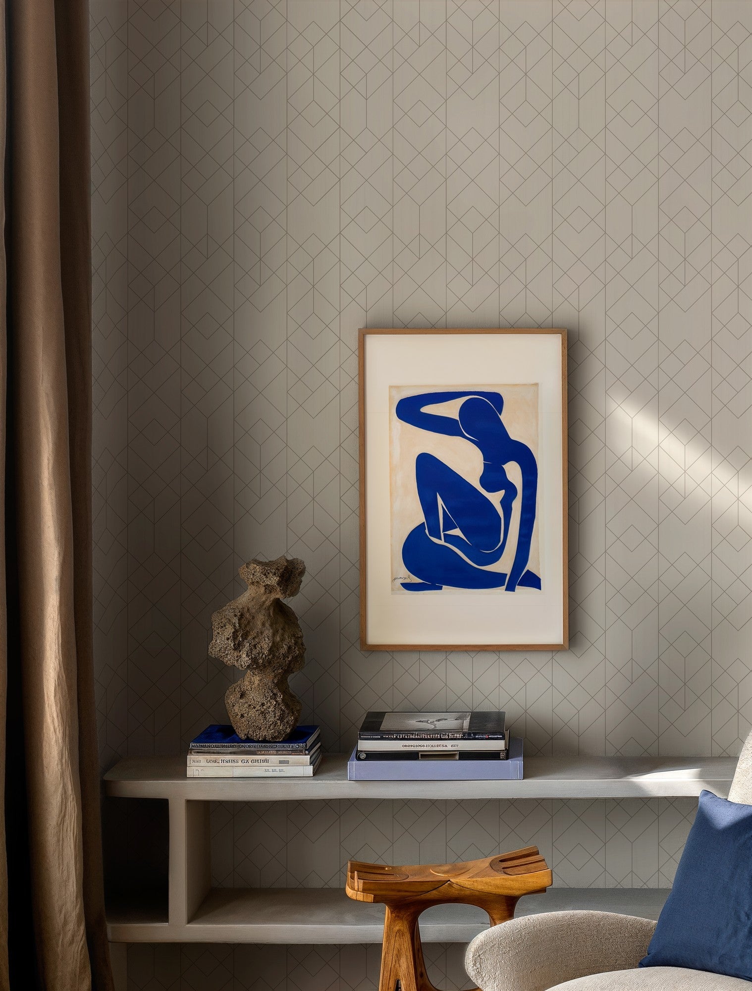B00537 Rhombohedral Cotton Lattice Wallpaper by Coordonné