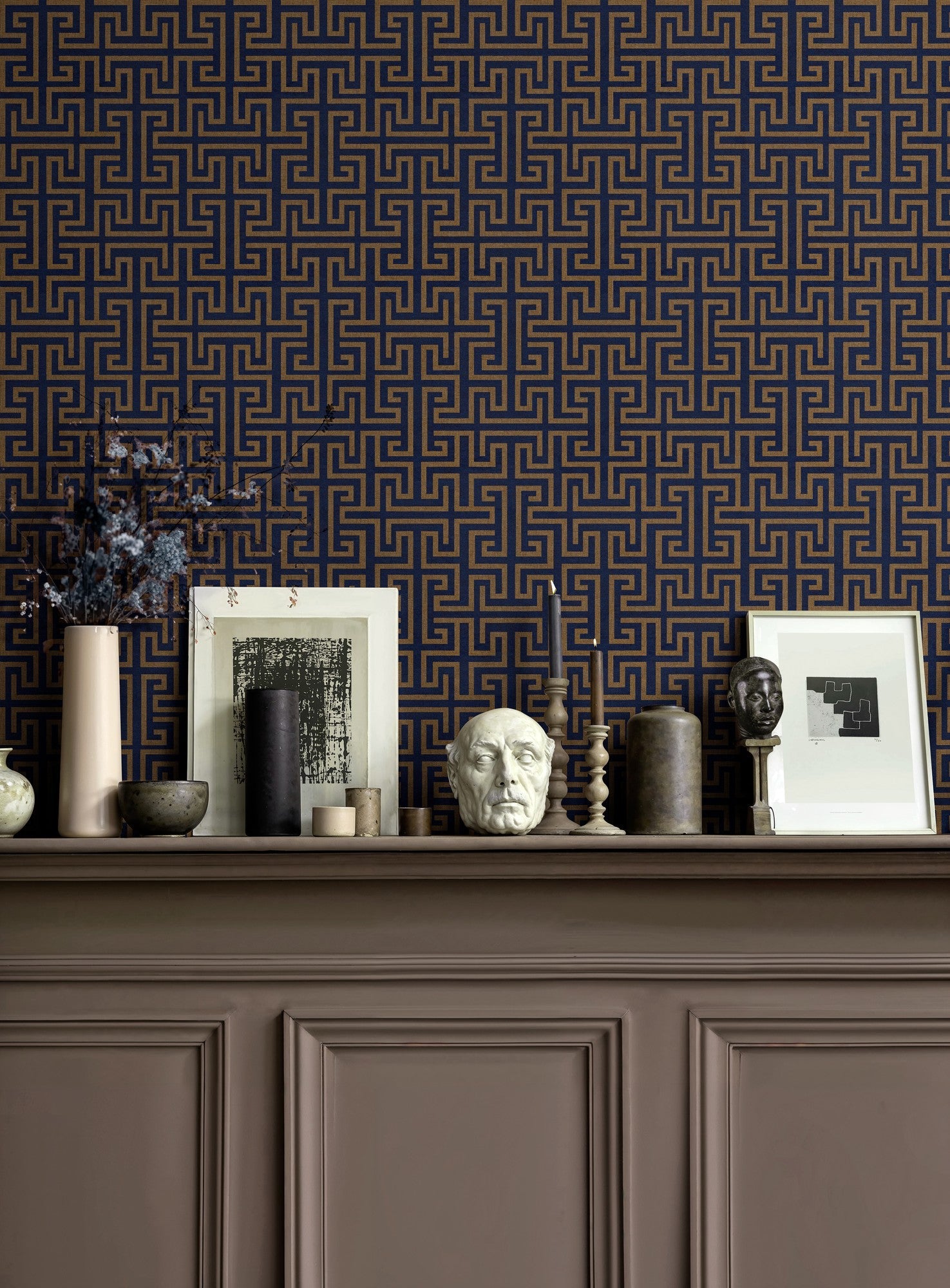 B00552 Maze Ultramarine Lattice Wallpaper by Coordonné