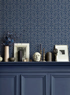 B00553 Maze Navy Lattice Wallpaper by Coordonné